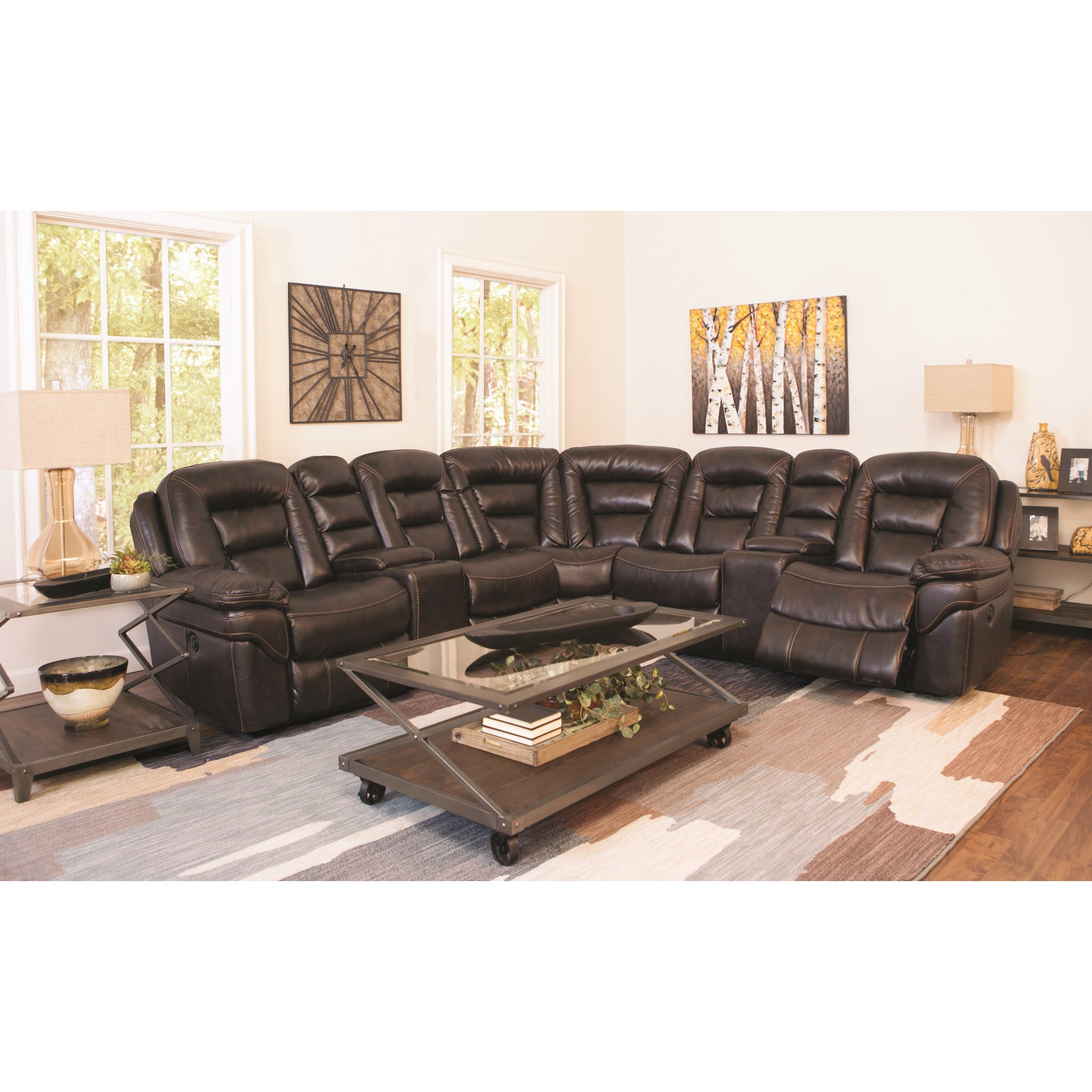 Cheers Sofa XW9296 Power Reclining Sectional with 2 Storage Consoles